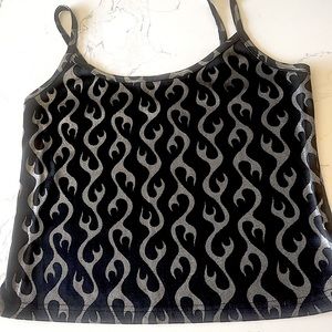 Vintage Y2K Tribal Flame Metallic Crop Tank Soft Wear